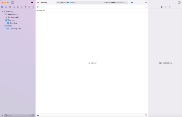 The project structure of a Swift package.