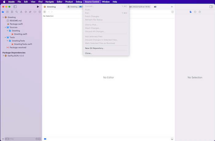 Source Control -> New Git Repository...
