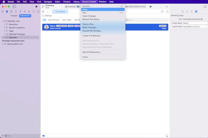 Source Control -> Push.